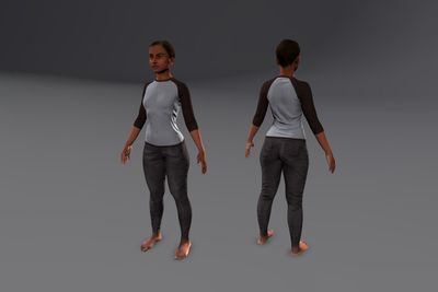 Female African with Jeans & Raglan Shirt
