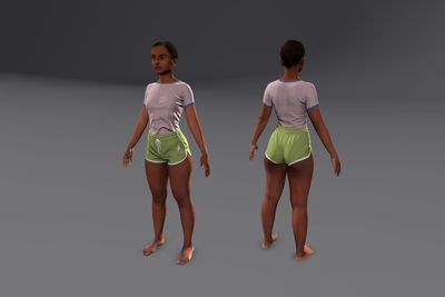 Female African with T-Shirt & Shorts