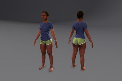 Female African with Shorts & T-Shirt