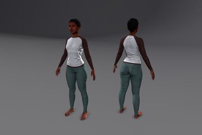 Female African with Cargo Pants & Raglan Shirt