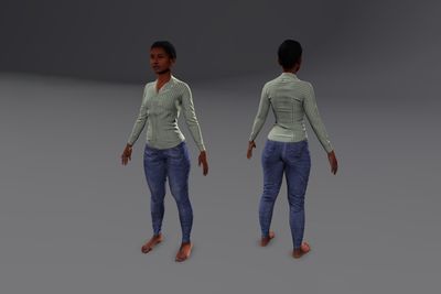 Female African with Jeans & Button Up