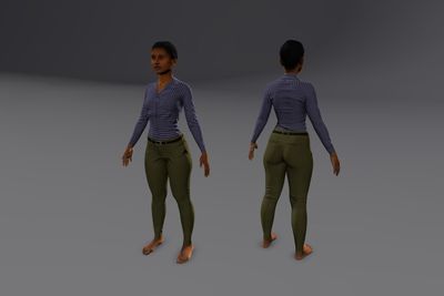 Female African with Button Up & Slacks
