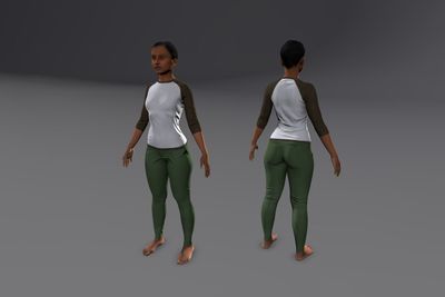 Female African with Slacks & Raglan Shirt