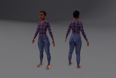 Female African with Button Up & Jeans