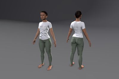 Female Asian with Cargo Pants & T-Shirt