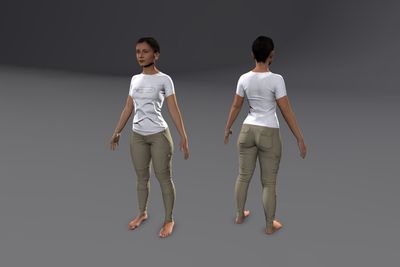Female Asian with Cargo Pants & T-Shirt