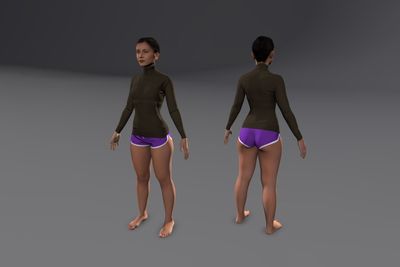 Female Asian with Shorts & Sweater