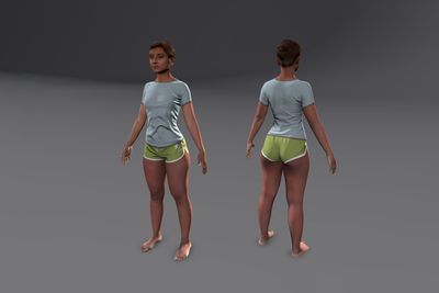 Female Indian with Shorts & T-Shirt