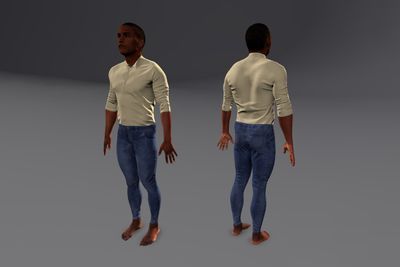 Male African with Button Up & Jeans