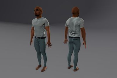 Male African with T-Shirt & Slacks