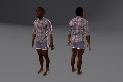 Male African with Shorts & Button Up