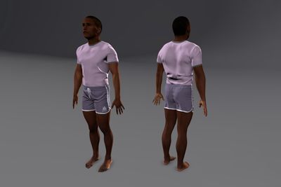 Male African with T-Shirt & Shorts