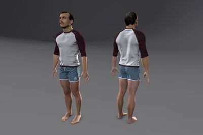 Male Asian with Shorts & Raglan Shirt