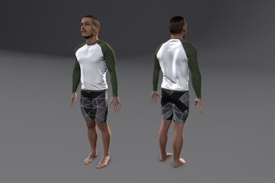 Male Asian with Tights & Raglan Shirt