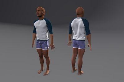 Male Hispanic with Shorts & Raglan Shirt