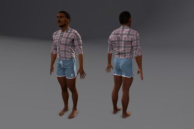 Male Indian with Button Up & Shorts