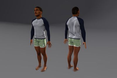 Male Indian with Shorts & Raglan Shirt