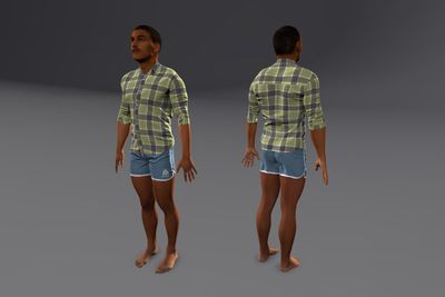 Male Indian with Shorts & Button Up